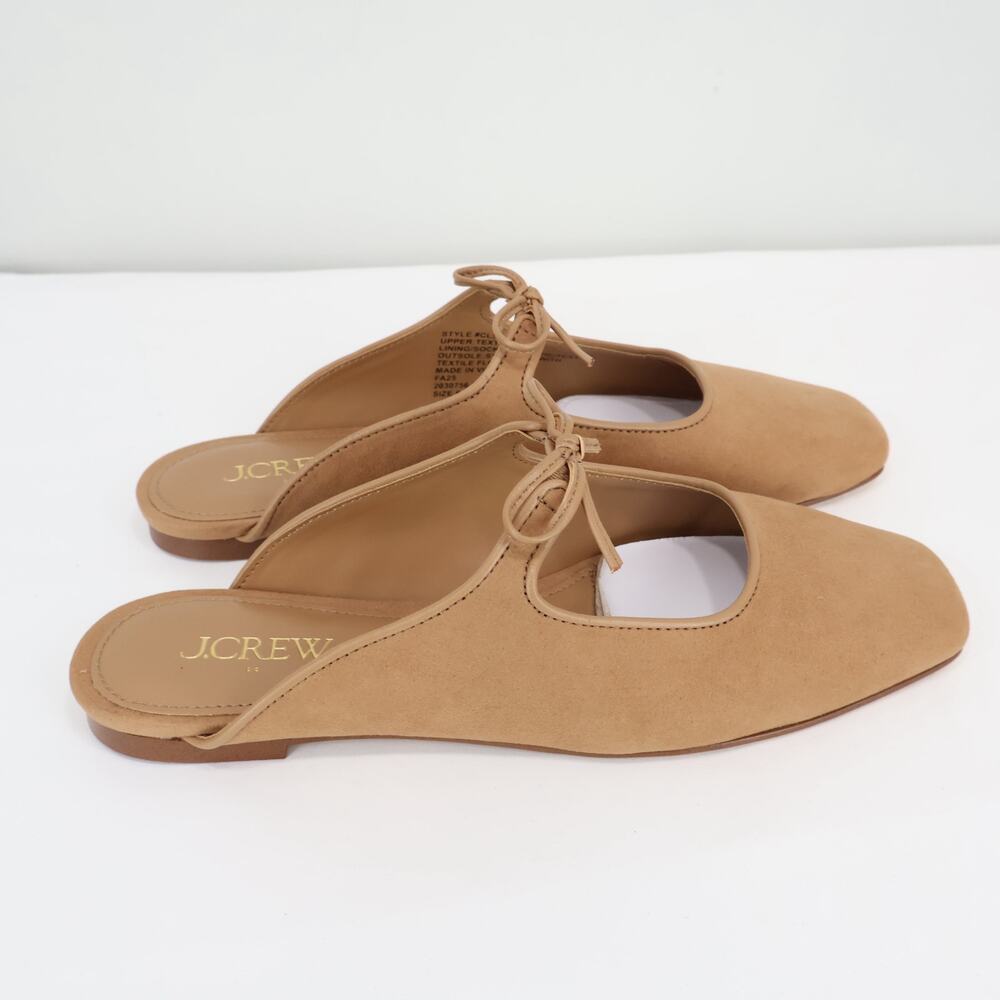 J.Crew Factory Sueded Bow Slip-On Mules Sienna Tan Size 6 NWOT - Picture 4 of 9